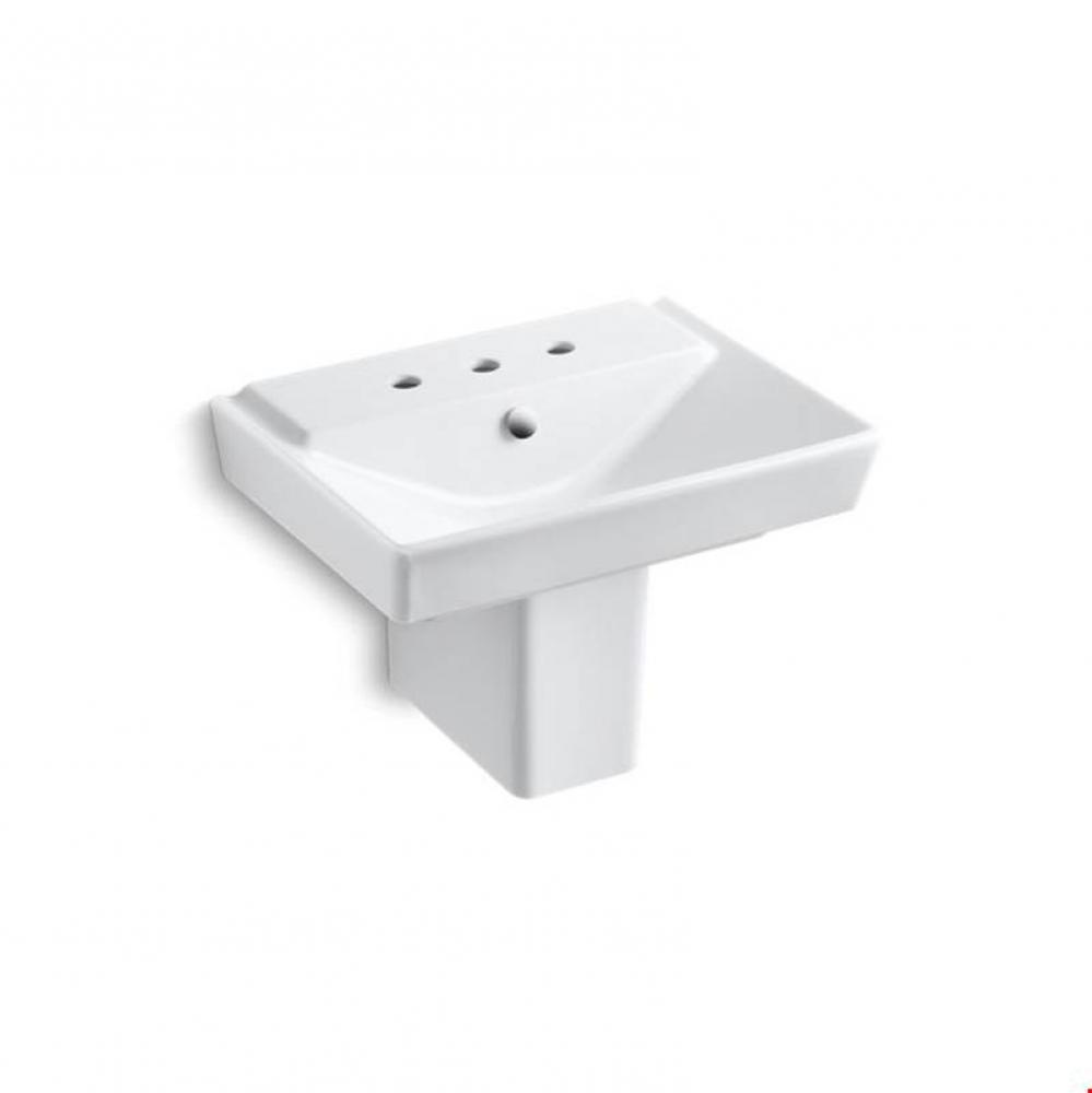 R&#xea;ve&#xae; 23&apos;&apos; semi-pedestal bathroom sink with 8&apos;&apos; widespread faucet ho
