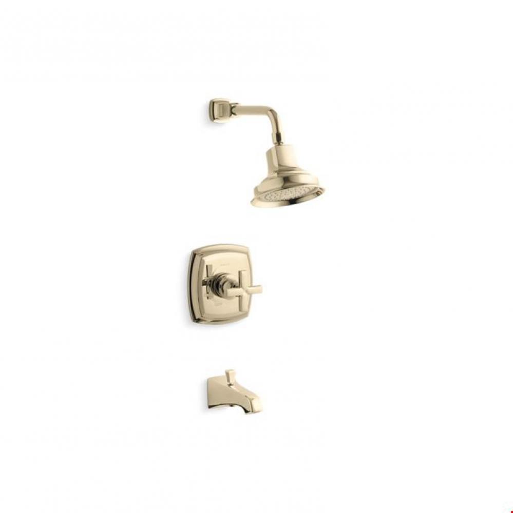 Margaux&#xae; Rite-Temp&#xae; bath and shower trim set with cross handle and NPT spout, valve not