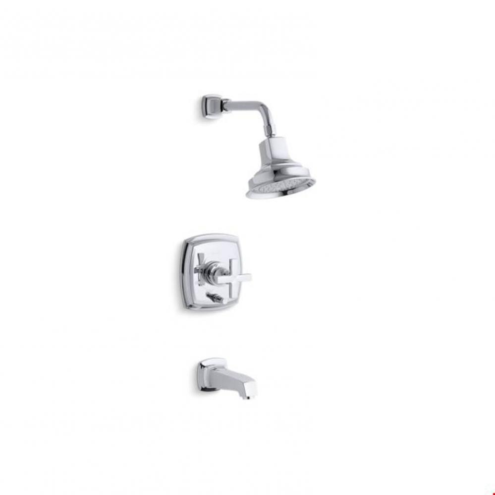 Margaux&#xae; Rite-Temp(R) pressure-balancing bath and shower faucet trim with push-button diverte