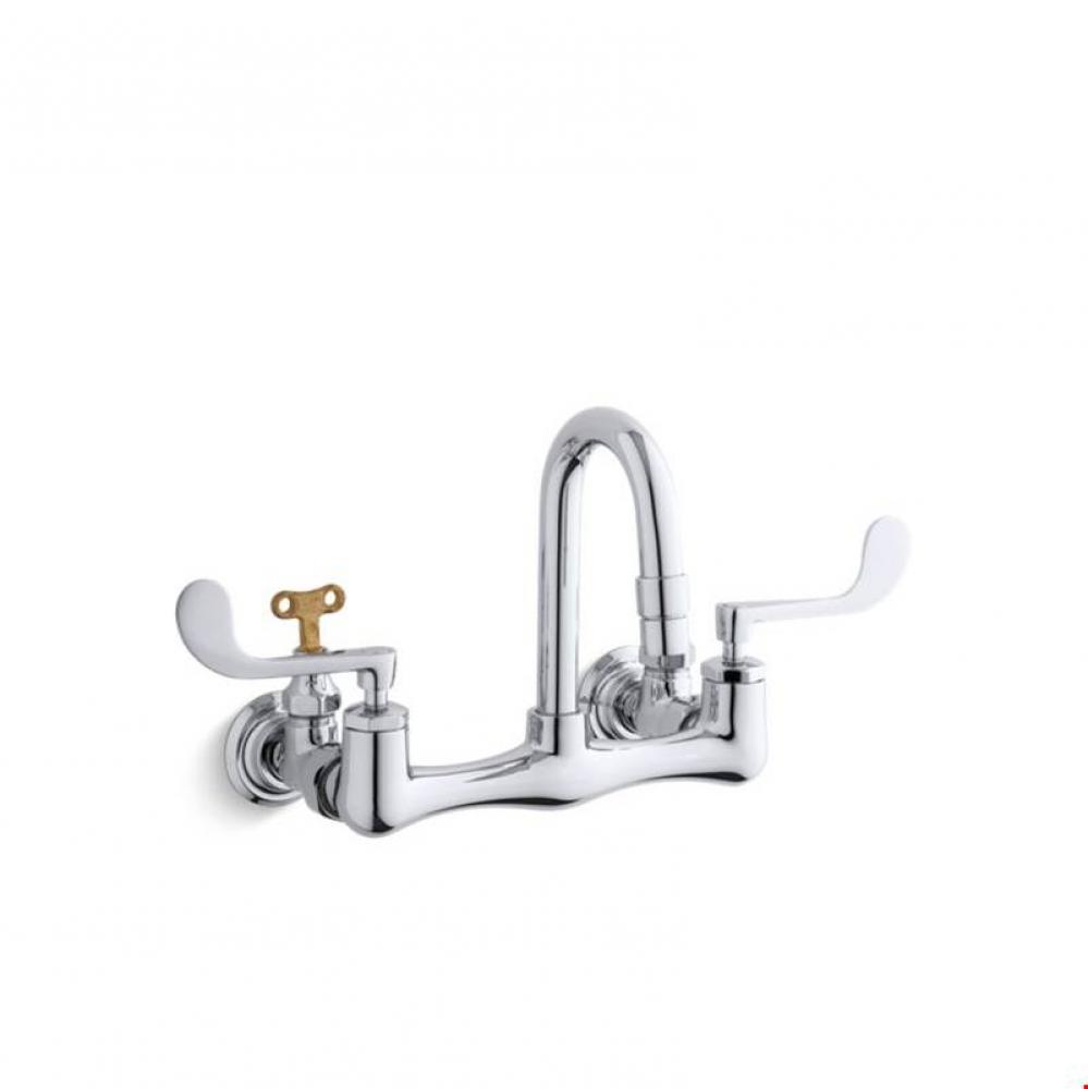 Triton&#xae; Shelf-back double wristblade lever handle sink faucet with loose-key stops