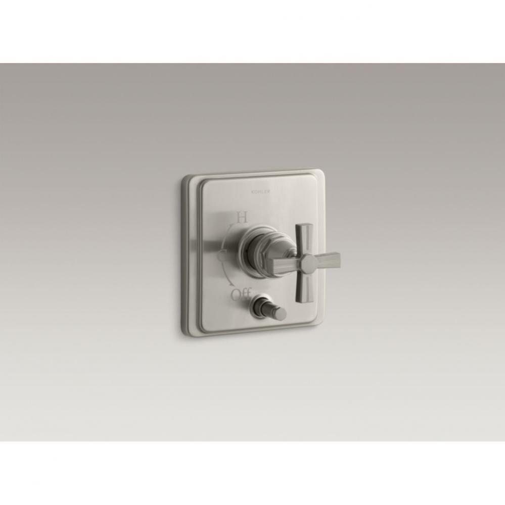 Pinstripe&#xae; Rite-Temp(R) pressure-balancing valve trim with diverter and grooved cross handle,