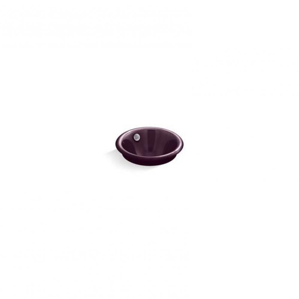 Iron Plains&#xae; Round Drop-in/undermount vessel bathroom sink with Black Plum painted underside