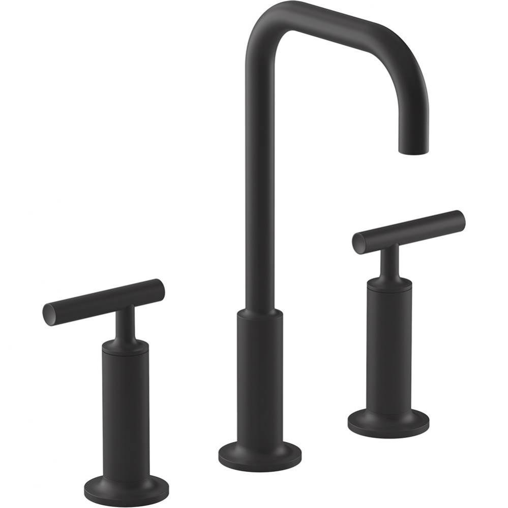 Purist&#xae; Widespread bathroom sink faucet with high lever handles and high gooseneck spout