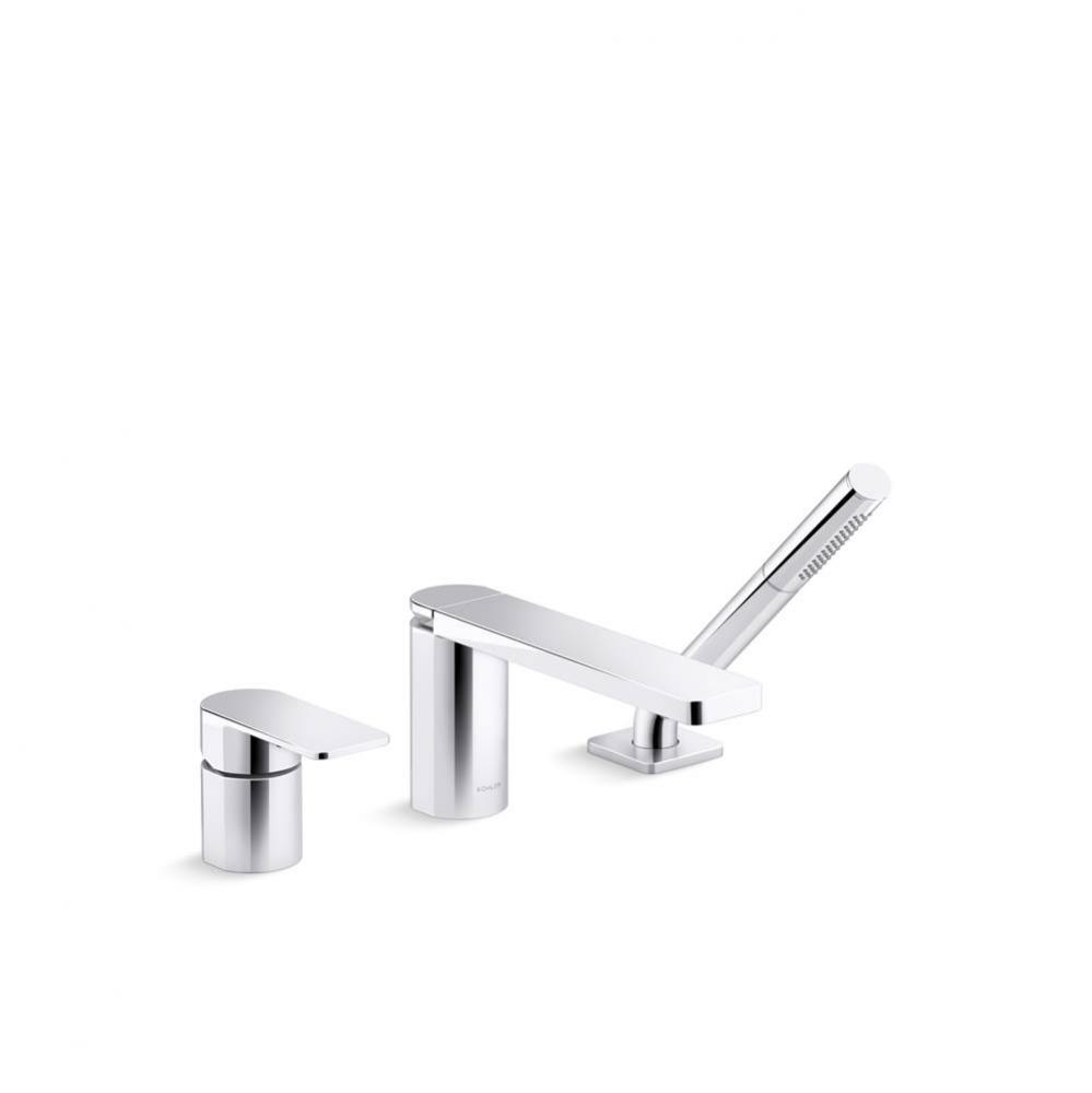 Parallel Single-Handle Deck-Mount Bath Faucet With Handshower