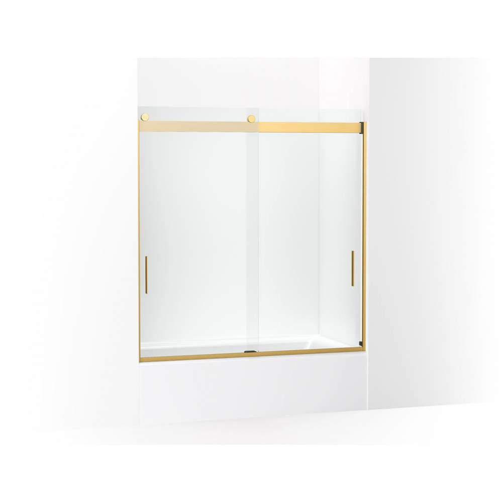 Levity Sliding bath door, 62-in H x 56-5/8 - 59-5/8-in W, with 3/8-in thick Crystal Clear glass