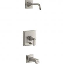 Kohler T13133-4BL-BN - Pinstripe® Rite-Temp(R) bath and shower trim set with push-button diverter and lever handle,