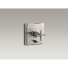 Kohler T98757-3B-BN - Pinstripe® Rite-Temp(R) pressure-balancing valve trim with diverter and grooved cross handle,