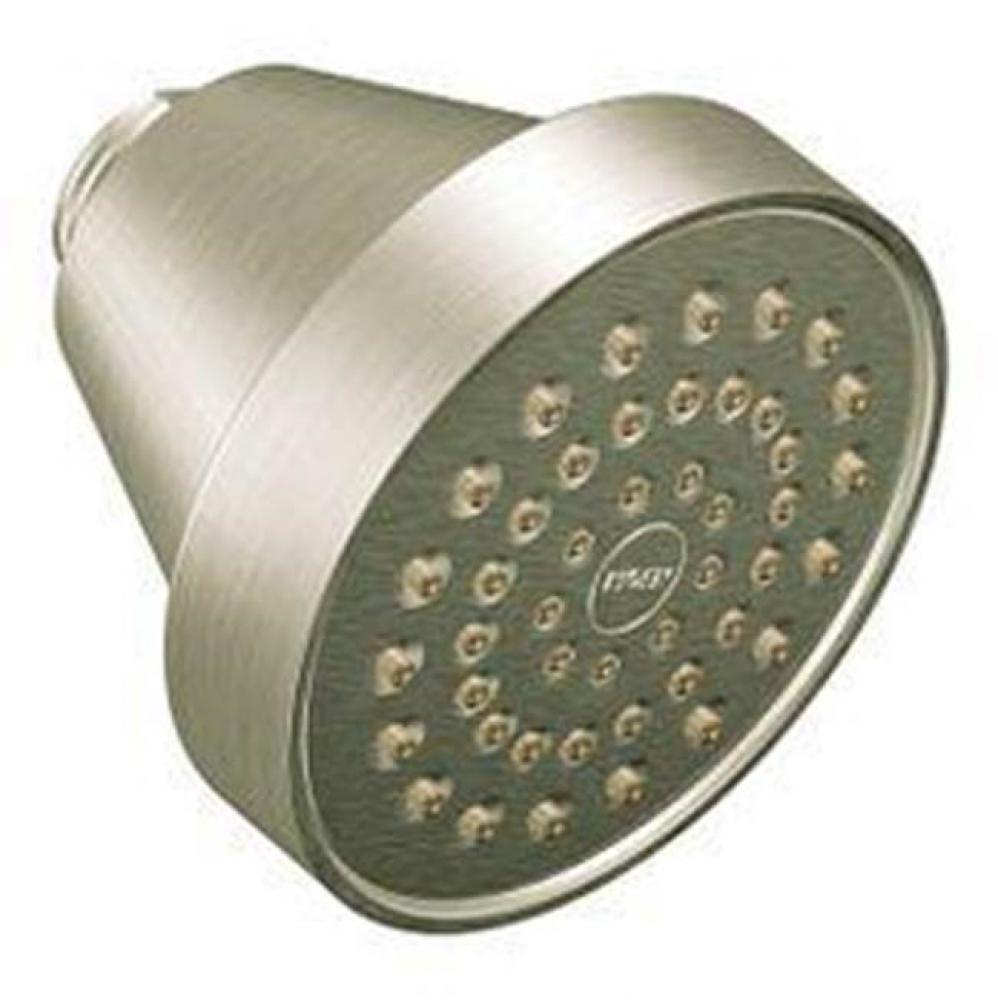 Brushed nickel one-function 3-5/8&apos;&apos; diameter spray head eco-performance showerhead