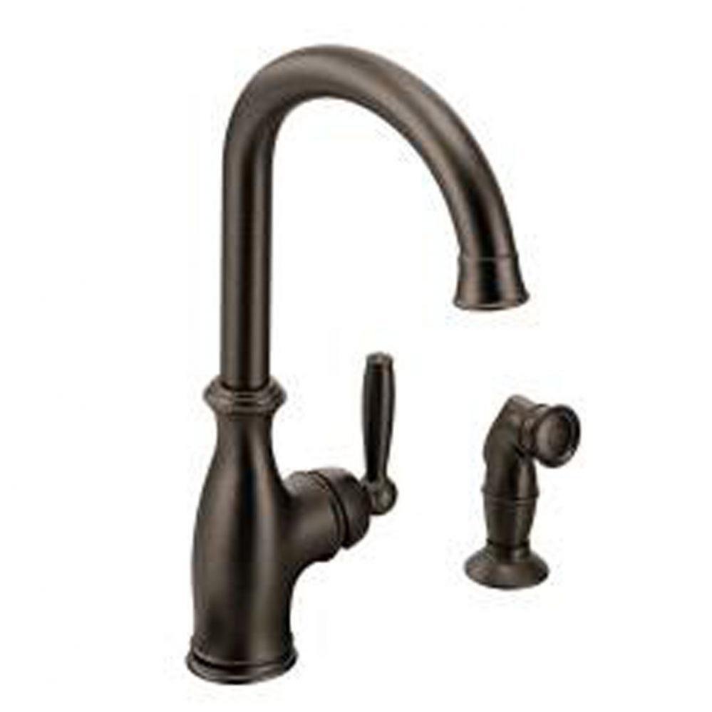 Oil rubbed bronze one-handle kitchen faucet