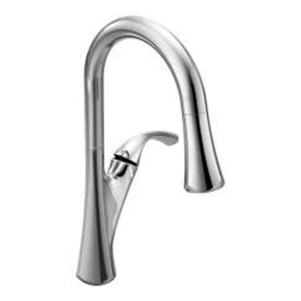 Chrome one-handle pulldown kitchen faucet