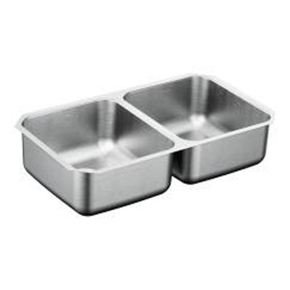 31-1/4&apos;&apos;x18&apos;&apos; stainless steel 20 gauge double bowl sink