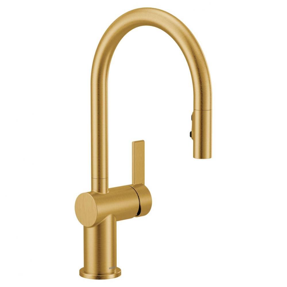 Cia Pulldown Kitchen Faucet with Power Boost in Brushed Gold