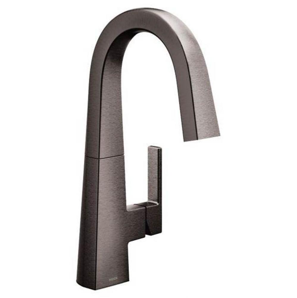 Black stainless one-handle high arc bar faucet