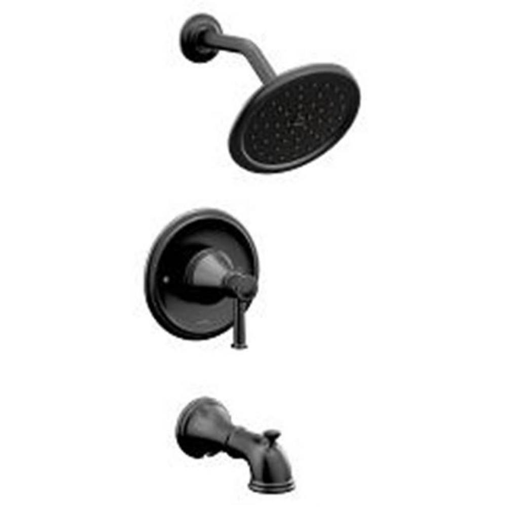 Matte black Posi-Temp(R) tub/shower
