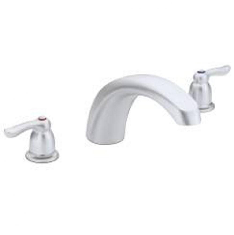 Brushed chrome two-handle roman tub faucet