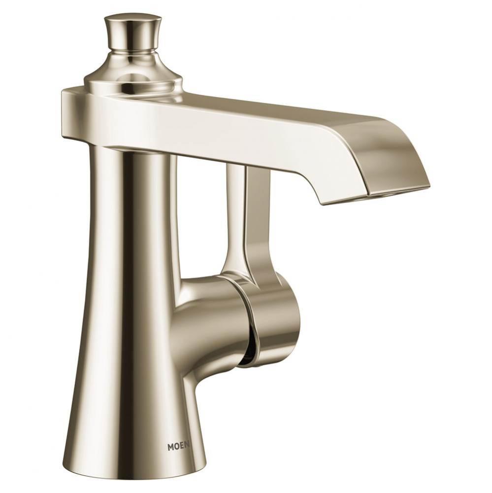 Flara One-Handle Single Hole Bathroom Faucet with Drain Assembly, Polished Nickel