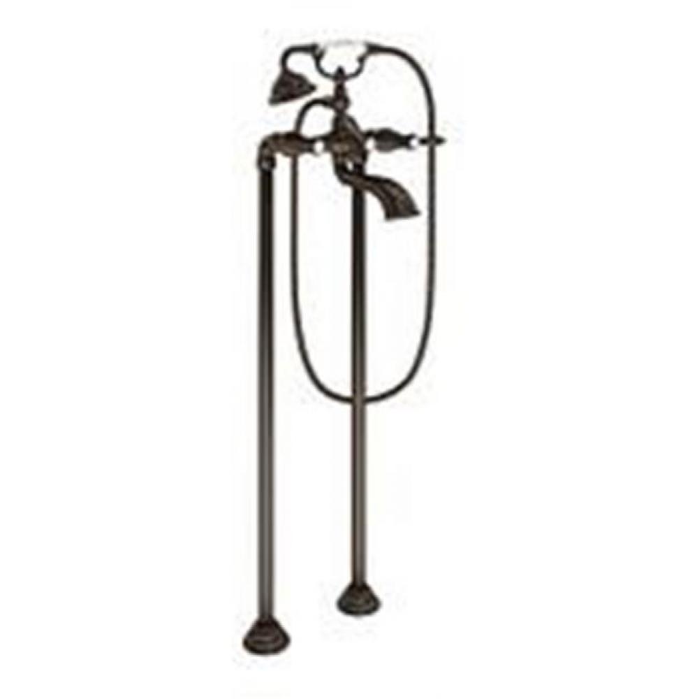 Weymouth Two Handle Tub Filler with Lever-Handles and Handshower, Oil Rubbed Bronze