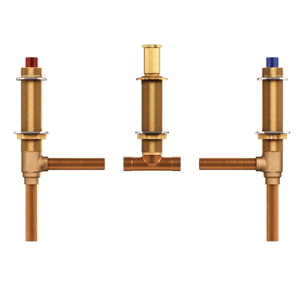 Two Handle 3-Hole Roman Tub Valve Adjustable 1/2-Inch CC Connection, Brass
