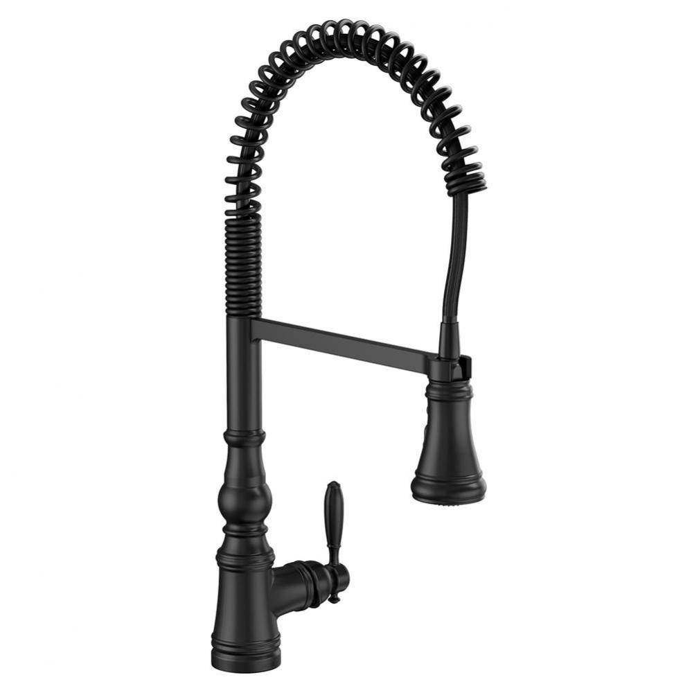Weymouth One Handle Pre-Rinse Spring Pulldown Kitchen Faucet with Power Boost, Matte Black