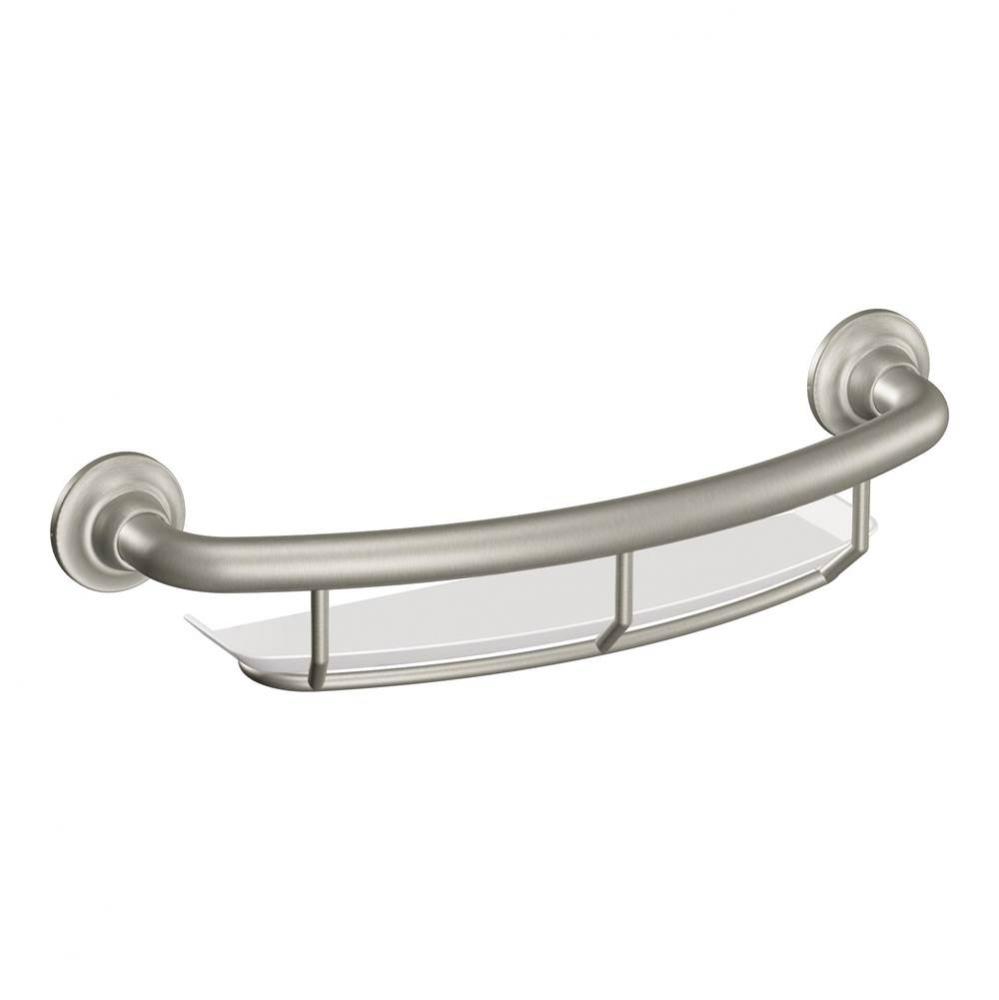 Brushed Nickel 16&apos;&apos; Grab Bar With Shelf