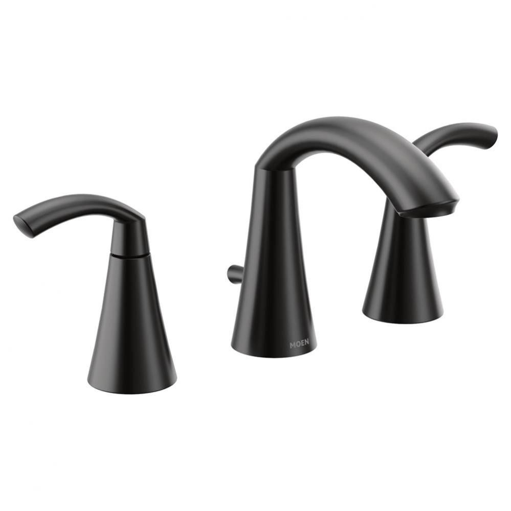 Glyde Two-Handle 8-Inch Widespread High Arc Modern Bathroom Sink Faucet, Valve Required, Matte Bla