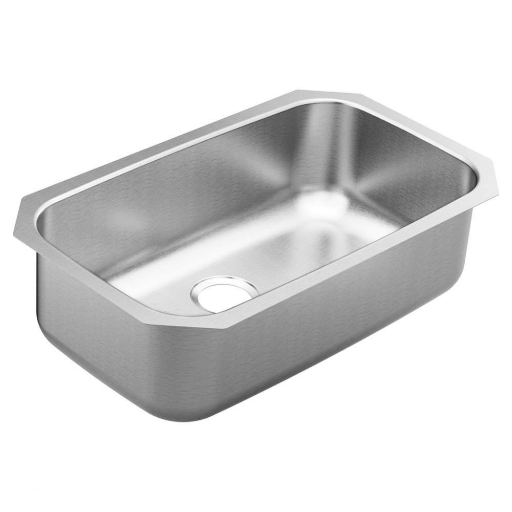 18000 Series 30-inch 18 Gauge Undermount Single Bowl Stainless Steel Kitchen Sink, 9-inch Depth