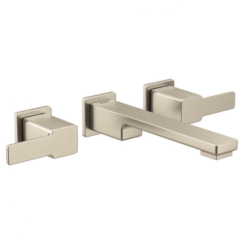 90 Degree Two-Handle Wall Mount Bathroom Faucet Trim, Valve Required, Brushed Nickel