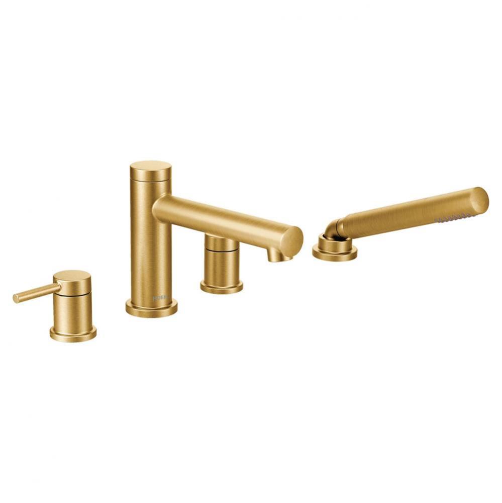 Align 2-Handle Deck Mount Roman Tub Faucet Trim Kit with Hand shower in Brushed Gold (Valve Sold S