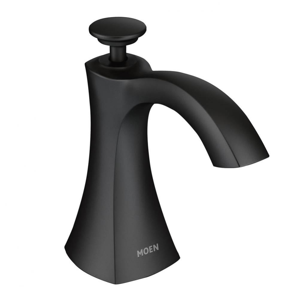 Transitional Deck Mounted Kitchen Soap Dispenser with Above the Sink Refillable Bottle, Matte Blac