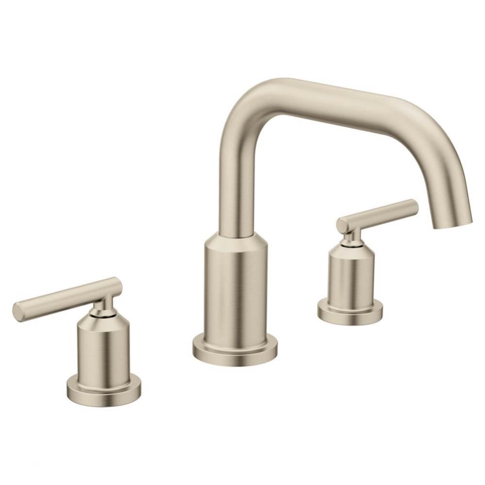 Gibson Two-Handle Deck Mounted Modern Roman Tub Faucet, Valve Required, Brushed Nickel