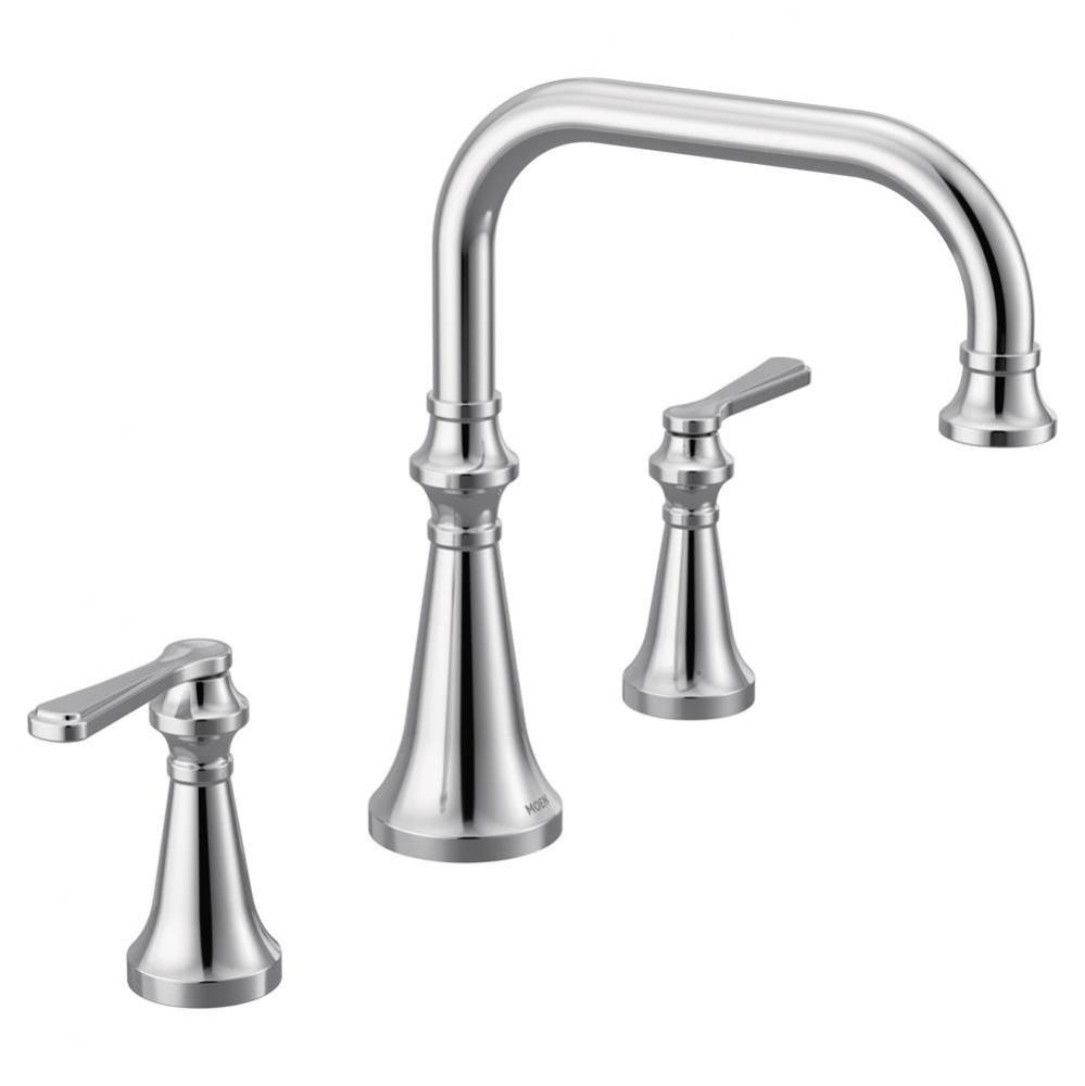 Colinet Two Handle Deck-Mount Roman Tub Faucet Trim with Lever Handles, Valve Required, in Chrome