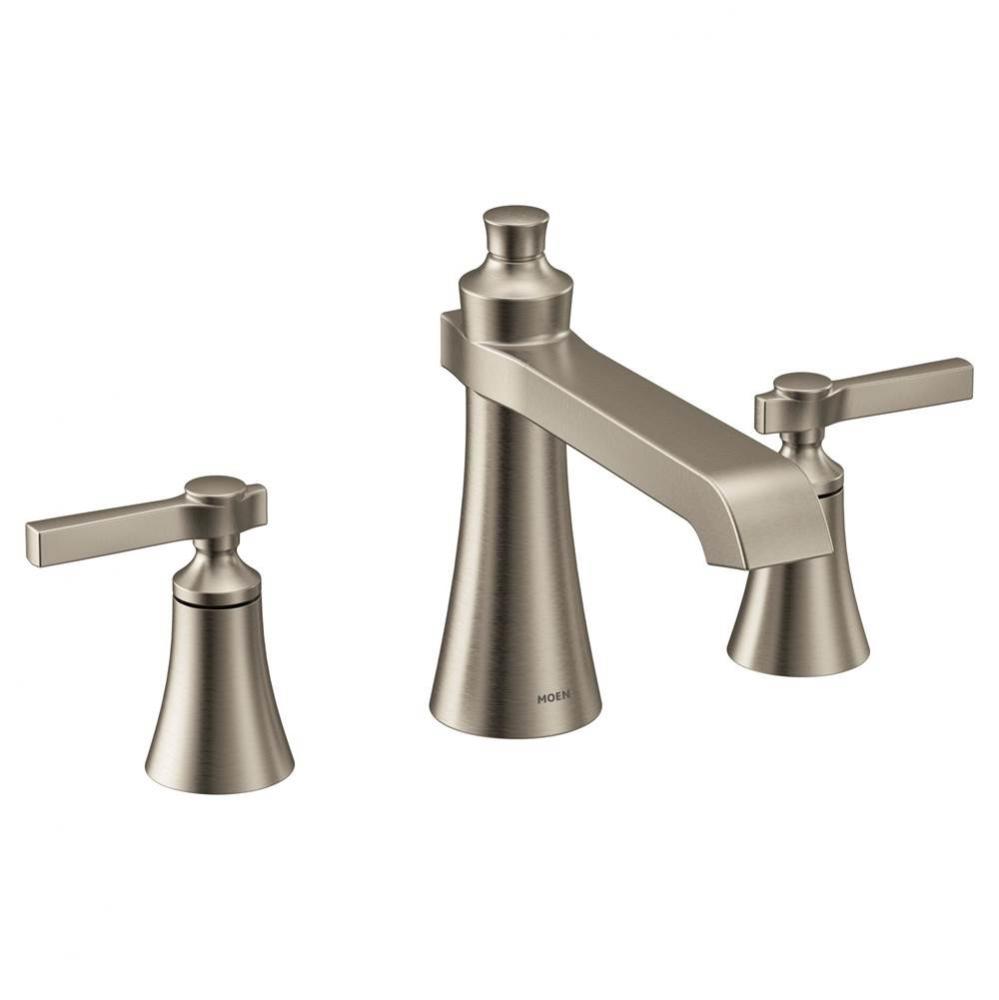 Flara 2-Handle Deck-Mount Roman Tub Faucet Trim Kit with Lever Handles in Brushed Nickel (Valve So