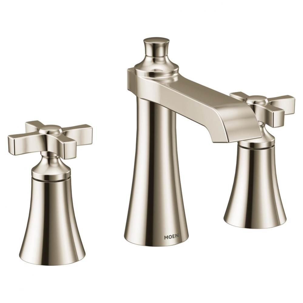 Flara 8 in. Widespread 2-Handle High-Arc Bathroom Faucet Trim Kit in Polished Nickel (Valve Sold S