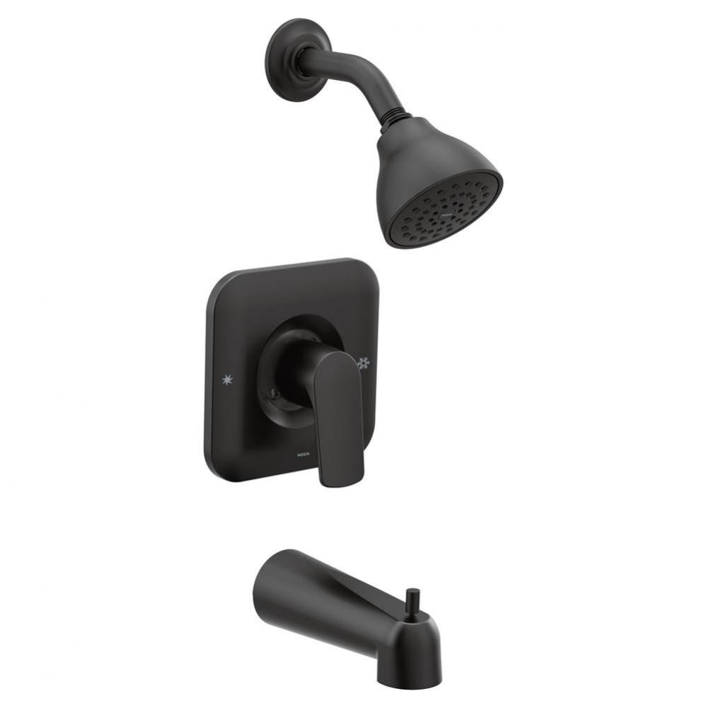 Rizon Single-Handle 1-Spray Posi-Temp Tub and Shower Faucet Trim Kit in Matte Black (Valve Sold Se