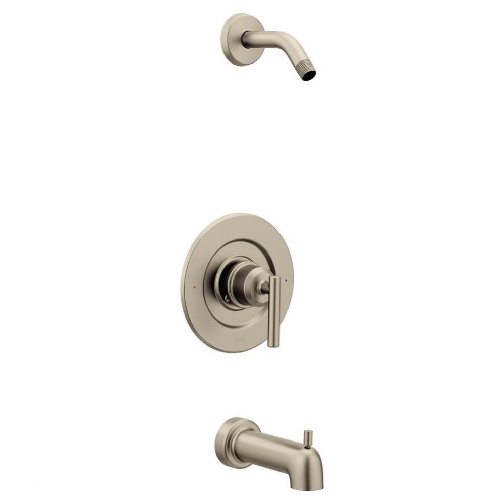 Gibon Single-Handle Posi-Temp Tub and Shower Faucet Trim Kit in Brushed Nickel (Shower Head and Va