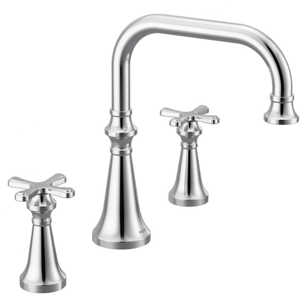 Colinet Two Handle Deck-Mount Roman Tub Faucet Trim with Cross Handles, Valve Required, in Chrome
