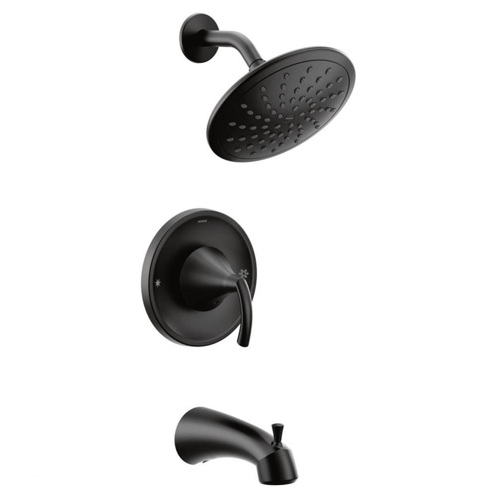 Glyde Posi-Temp Rain Shower Single-Handle Tub and Shower Faucet Trim Kit in Matte Black (Valve Sol