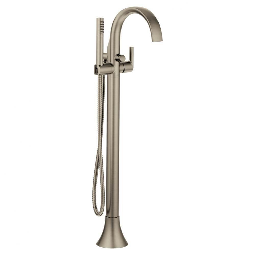 Doux One-Handle Freestanding Floor Mount Tub Filler with Handshower, Brushed Nickel