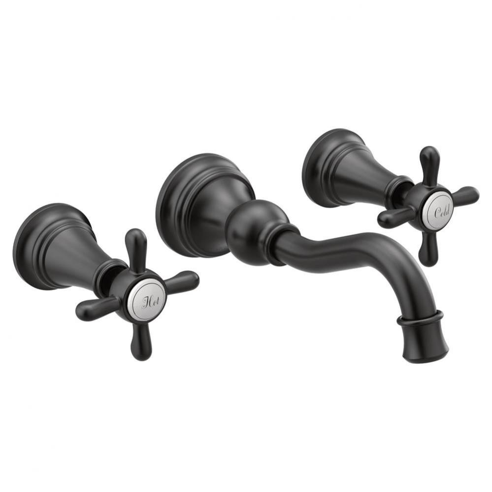 Weymouth 2-Handle Wall Mount Bathroom Faucet in Matte Black (Valve Sold Separately)