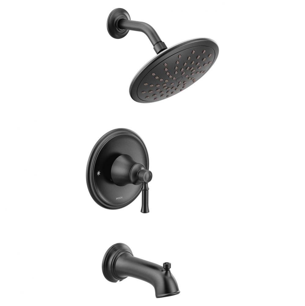 Dartmoor 1-Handle Tub and Shower Trim Kit with Eco-Performance Rainshower in Matte Black