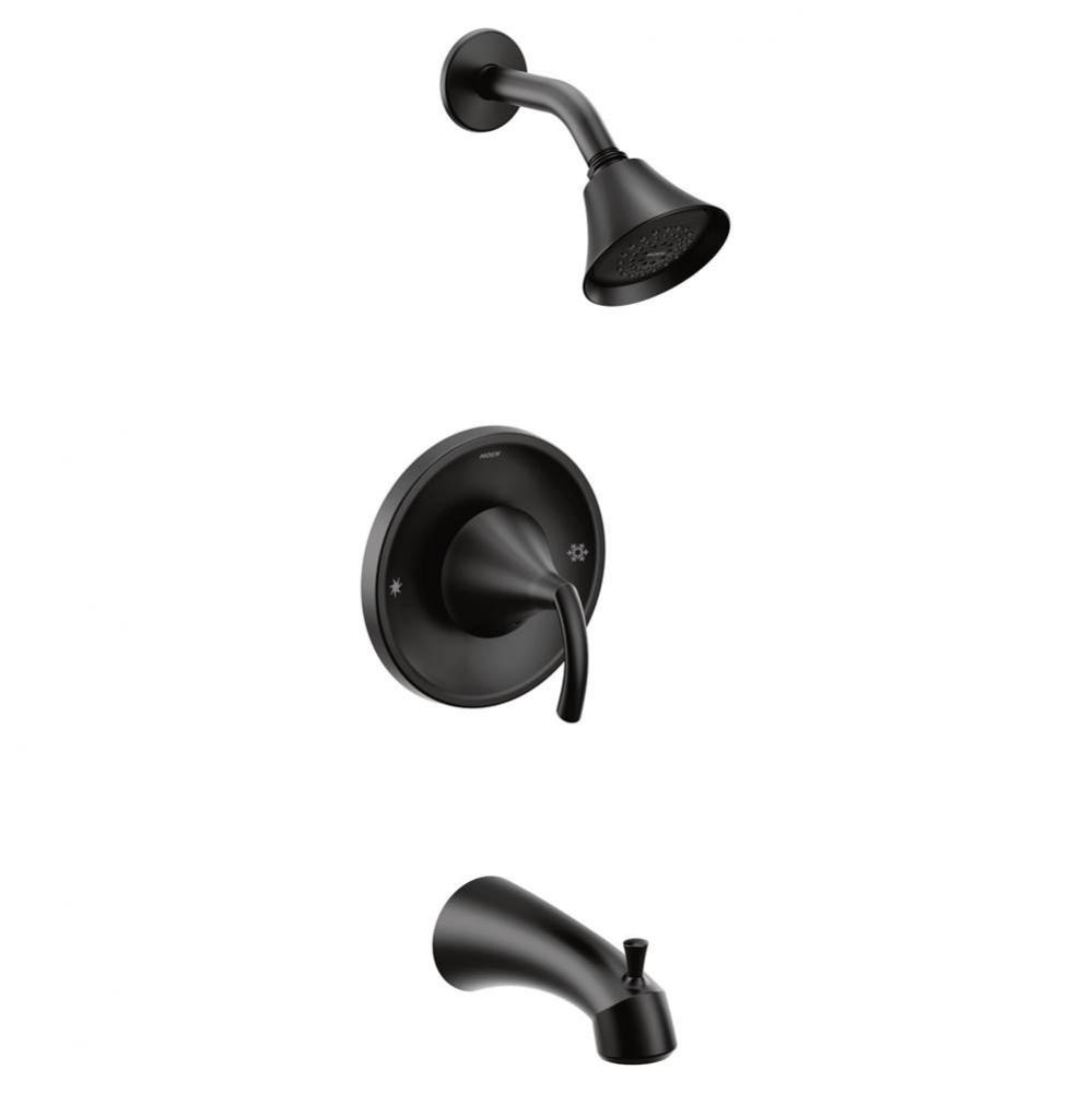 Glyde 1-Spray Single-Handle Eco-Performance Posi-Temp Tub and Shower Faucet Trim Kit in Matte Blac