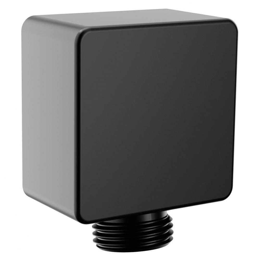 Modern Square Drop Ell Handheld Shower Wall Connector in Matte Black