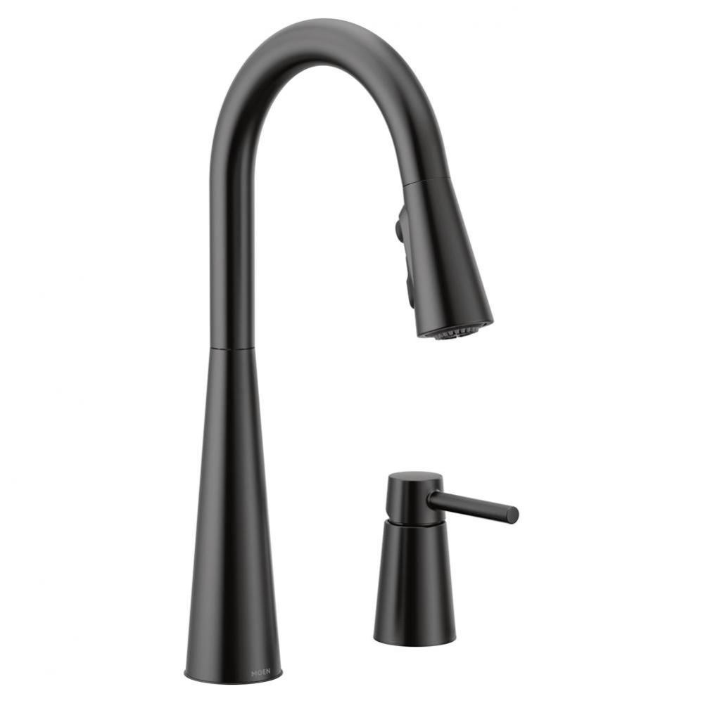 Sleek Single-Handle Standard Kitchen Faucet with Side Sprayer in Matte Black