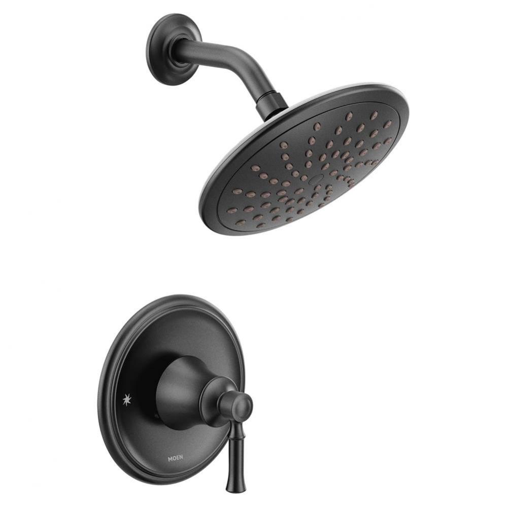 Dartmoor 1-Handle Posi-Temp Shower Only Trim Kit with Eco-Performance Rainshower in Matte Black