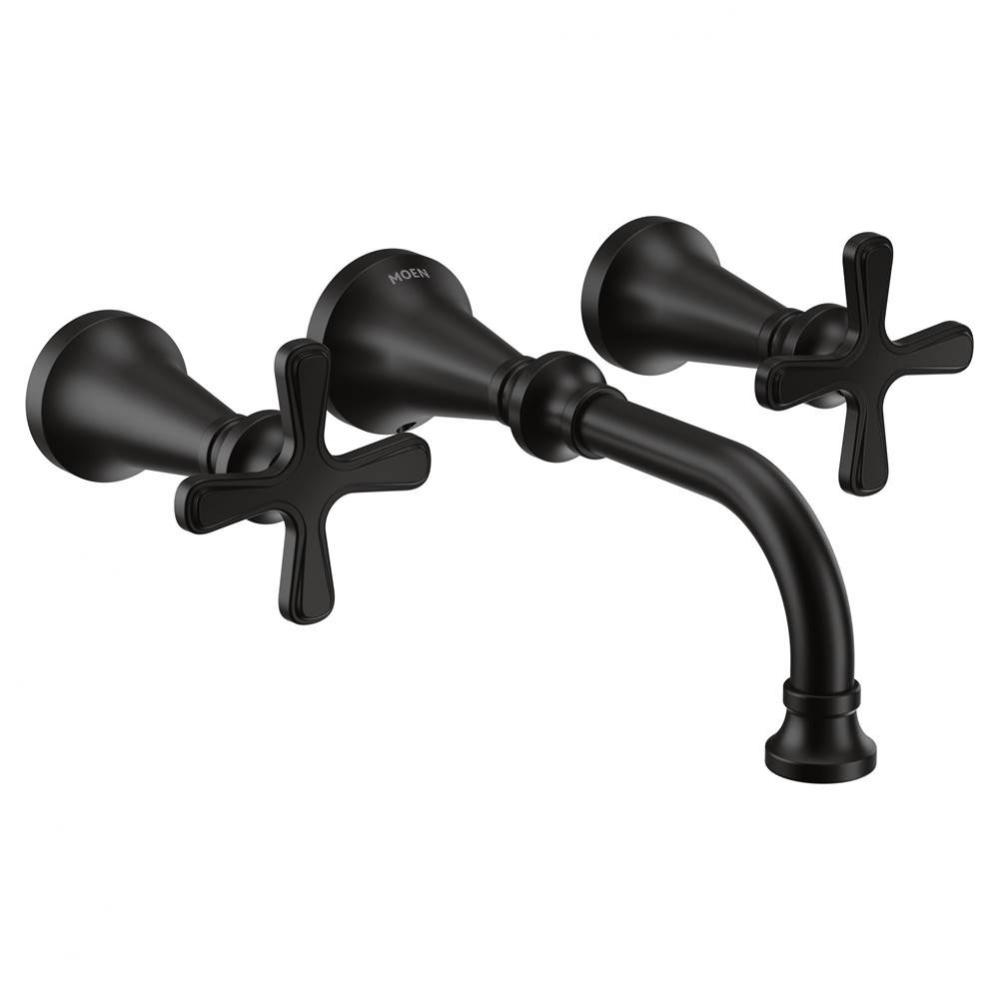 Colinet Traditional Cross Handle Wall Mount Bathroom Faucet Trim, Valve Required, in Matte Black