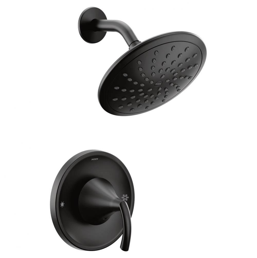 Glyde Posi-Temp Rain Shower 1-Handle Shower Only Faucet Trim Kit in Matte Black (Valve Sold Separa