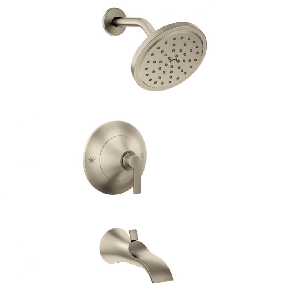 Doux Posi-Temp 1-Handle Tub and Shower Faucet Trim Kit in Brushed Nickel (Valve Sold Separately)