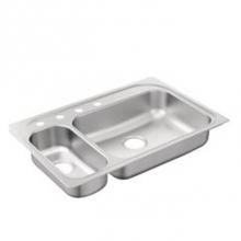 Moen G202854BQ - 33''x22'' stainless steel 20 gauge double bowl drop in sink