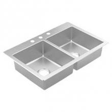 Moen GS202683 - 33''x22'' stainless steel 20 gauge double bowl drop in sink