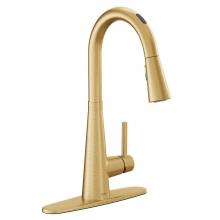 Moen 7864EVBG - Sleek Smart Faucet Touchless Pull Down Sprayer Kitchen Faucet with Voice Control and Power Boost,